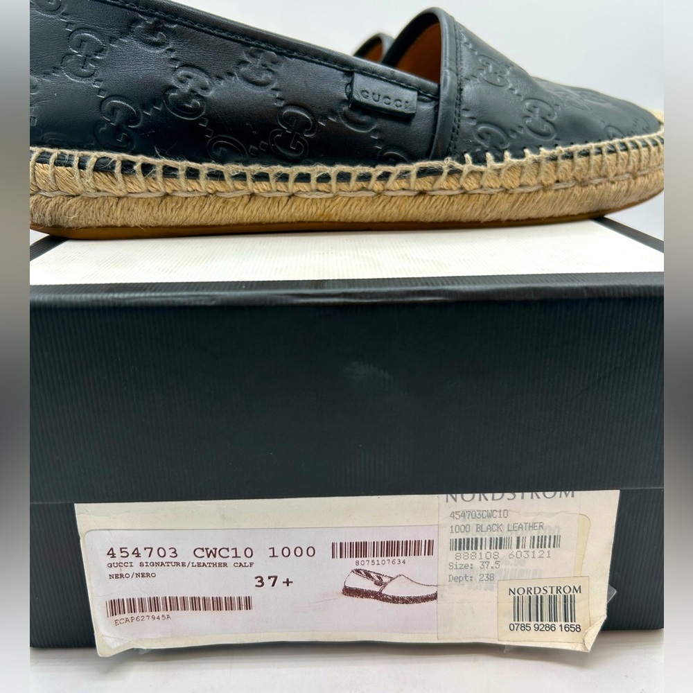 GUCCI  Signature GG Leather Espadrilles Flats Women’s US 7 1/2 Black, GUCCISSIMA - Picture 16 of 16